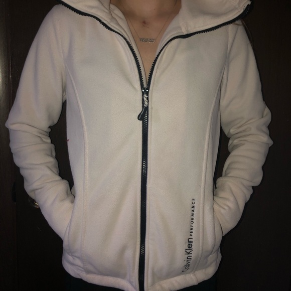 Calvin Klein Jackets & Blazers - Calvin Klein Cream Fleece Zip-Up Jacket